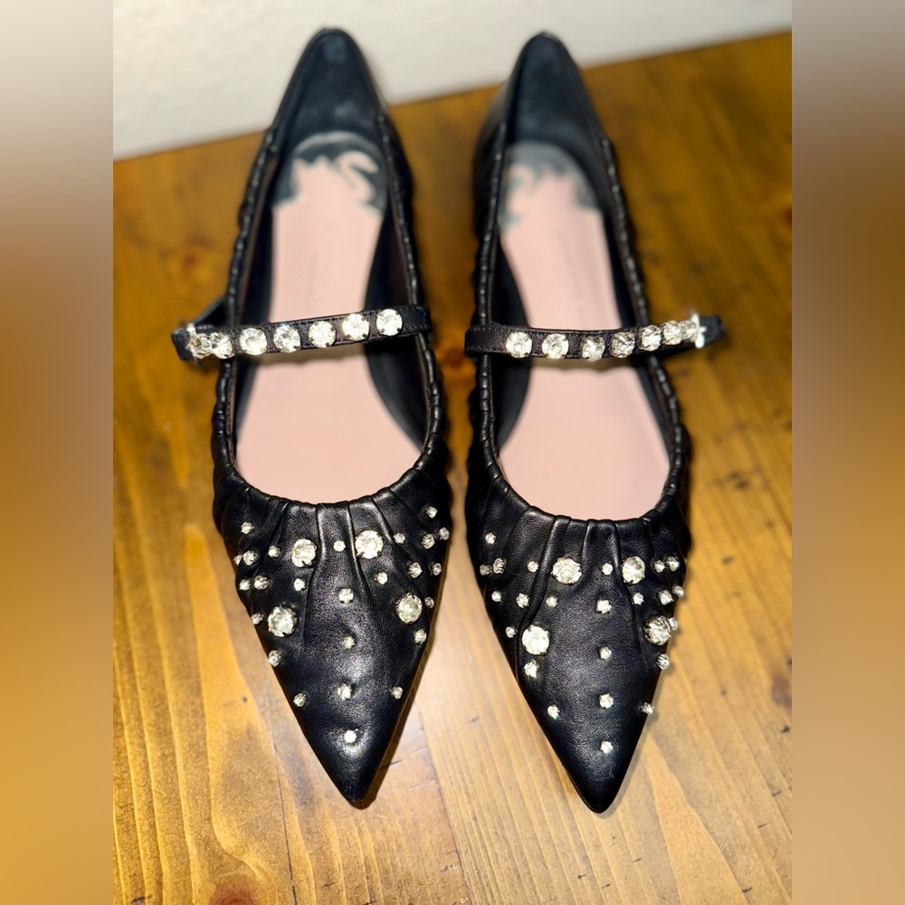 Antonio Melani x Jennifer Sumko Lyssa Lou Leather Studded Mary Jane Flats- 6 - Picture 4 of 7